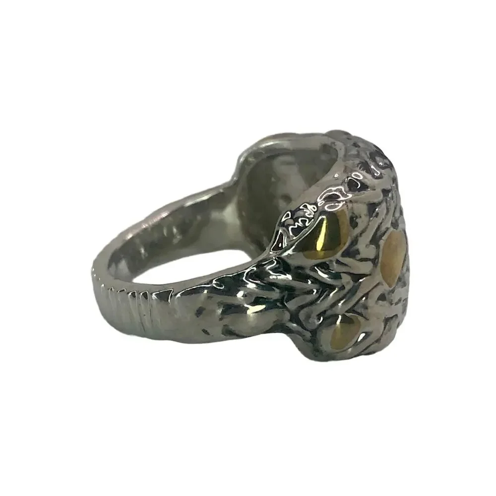 Silver and Gold Abstract Strokes Ring - Size 9